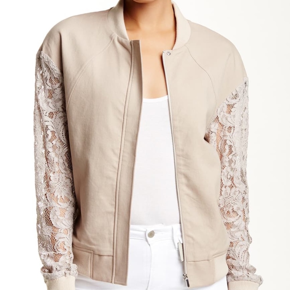 THOMAS WYLDE Pine Lace Sleeve Jacket Bark